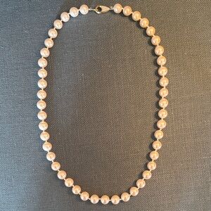 VINTAGE 14mm Faux Pearls 30” Swarovski Crystal & Goldtone NEW Premium clasp EUC
